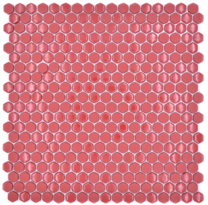 Mosaïque de verre Hexagone rouge Hexagonal Mosaïque hexagonale brillante mate Carreaux de mosaïque murale Carrelage cuisine salle de bain MOS140-0901_f