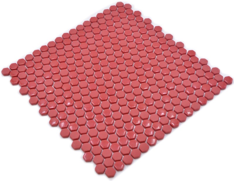 Mosaïque de verre Hexagone rouge Hexagonal Mosaïque hexagonale brillante mate Carreaux de mosaïque murale Carrelage cuisine salle de bain MOS140-0901_f