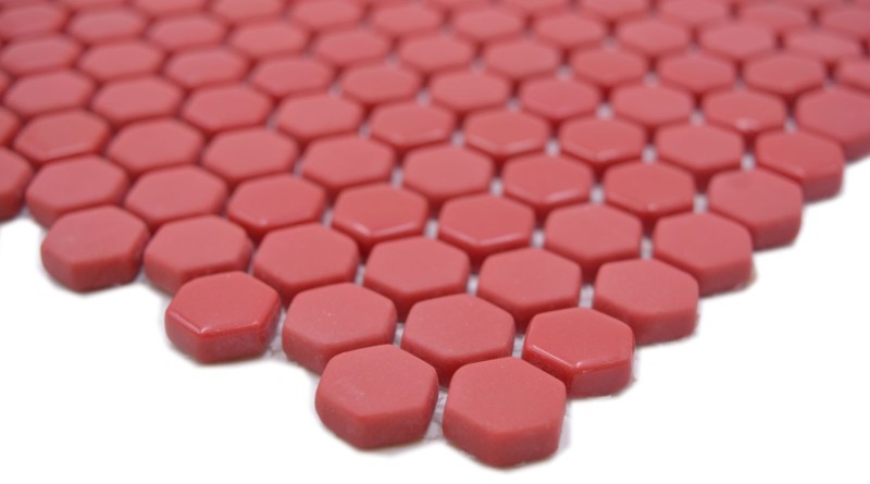 Mosaïque de verre Hexagone rouge Hexagonal Mosaïque hexagonale brillante mate Carreaux de mosaïque murale Carrelage cuisine salle de bain MOS140-0901_f