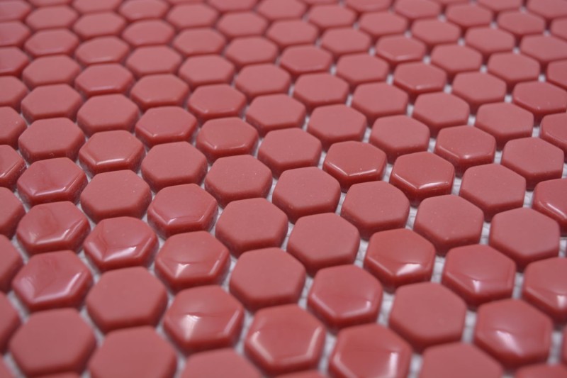 Mosaïque de verre Hexagone rouge Hexagonal Mosaïque hexagonale brillante mate Carreaux de mosaïque murale Carrelage cuisine salle de bain MOS140-0901_f