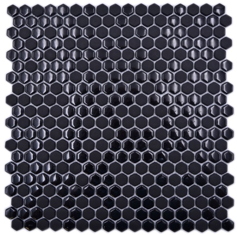 Mosaïque de verre Hexagonal Mosaïque hexagonale noire brillante mate Carreaux de mosaïque murale Miroir de carrelage cuisine salle de bain MOS140-0301_f