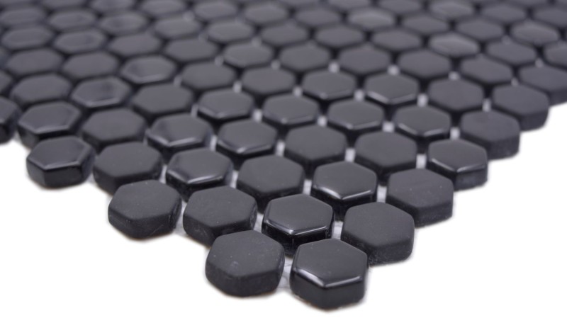 Mosaïque de verre Hexagonal Mosaïque hexagonale noire brillante mate Carreaux de mosaïque murale Miroir de carrelage cuisine salle de bain MOS140-0301_f
