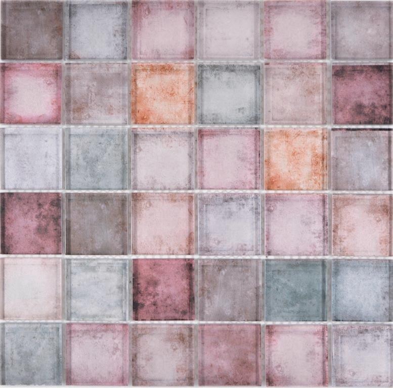 Mosaïque de verre rose brun lilas mix Carreau de mur carrelage cuisine salle de bain - MOS88-0412_f