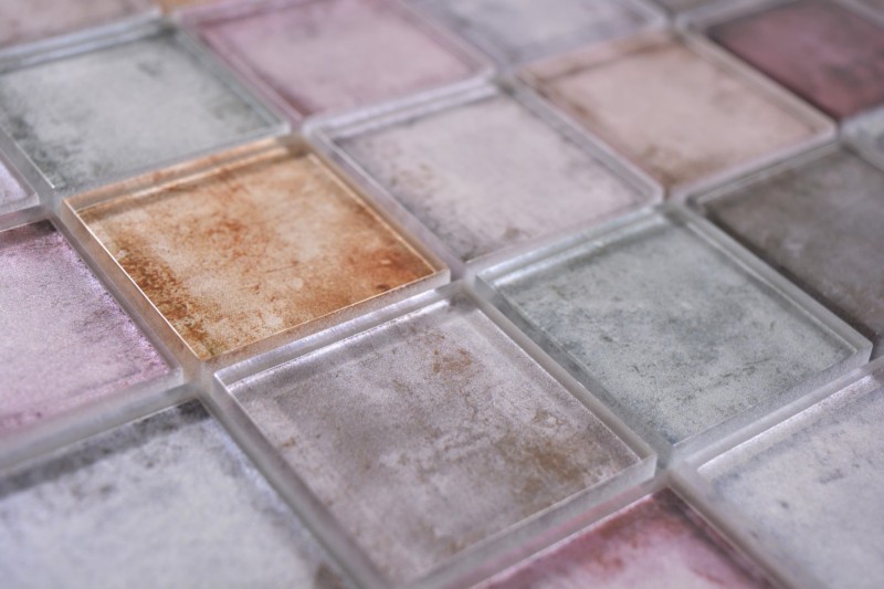Mosaïque de verre rose brun lilas mix Carreau de mur carrelage cuisine salle de bain - MOS88-0412_f