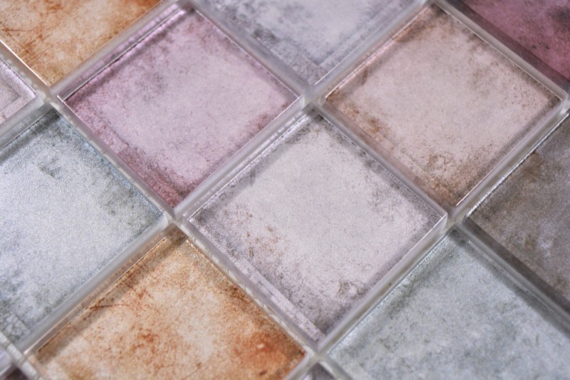 Mosaïque de verre rose brun lilas mix Carreau de mur carrelage cuisine salle de bain - MOS88-0412_f
