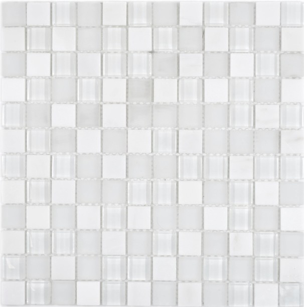 Carré Crystal/pierre mix super white Carreau de mosaïque murale Carrelage cuisine salle de bain MOS72-0001_f