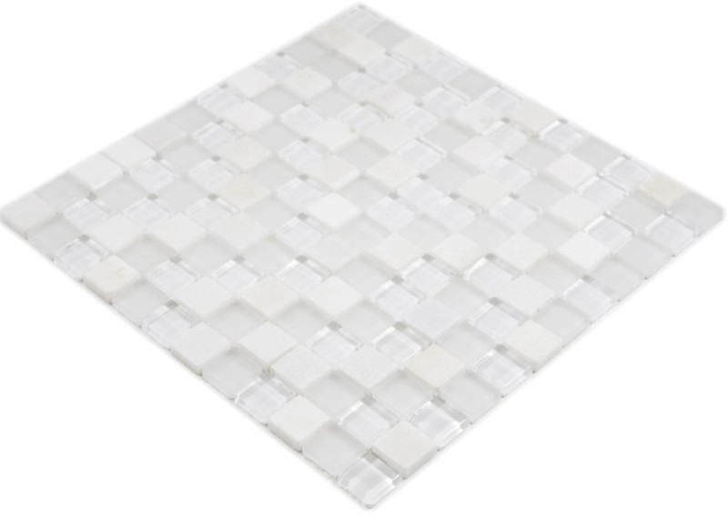 Carré Crystal/pierre mix super white Carreau de mosaïque murale Carrelage cuisine salle de bain MOS72-0001_f