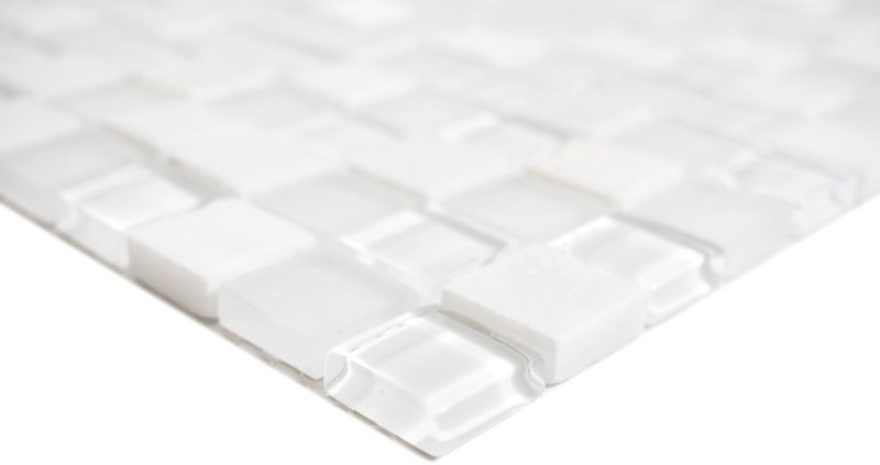 Carré Crystal/pierre mix super white Carreau de mosaïque murale Carrelage cuisine salle de bain MOS72-0001_f