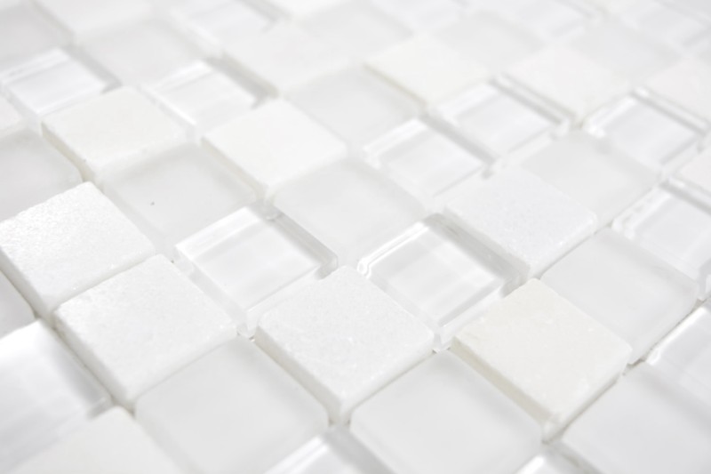 Carré Crystal/pierre mix super white Carreau de mosaïque murale Carrelage cuisine salle de bain MOS72-0001_f
