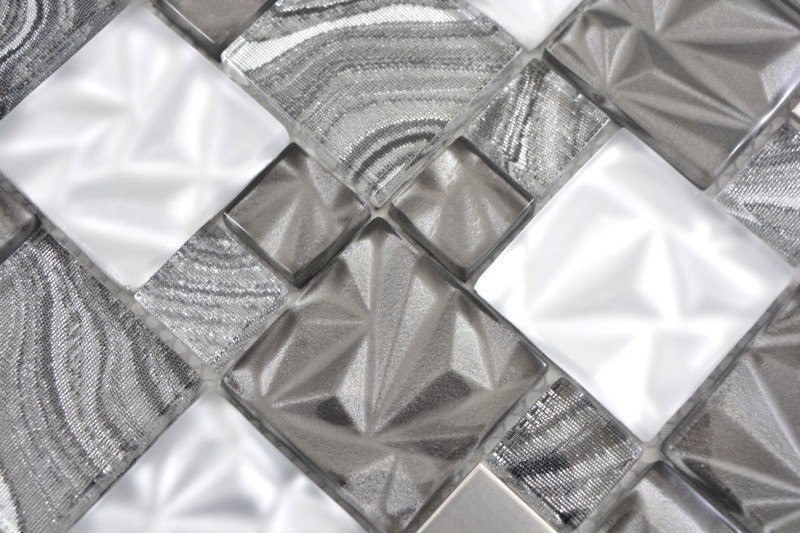 Mosaïque de verre combinaison acier mix gris noir carreau de mosaïque murale carrelage cuisine salle de bain MOS88-1702_f