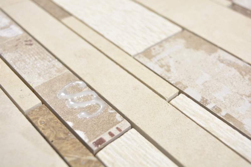 composite marbre/céramique mix beige/color 3F carreau mosaïque mur carrelage cuisine salle de bain MOS180-B03STB_f