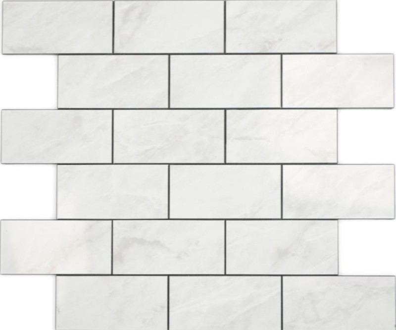 Rectangle AC aspect pierre Carrare Subway Level glossy Carreau de mosaïque murale Miroir de carrelage cuisine salle de bain MOS200-CLG_f