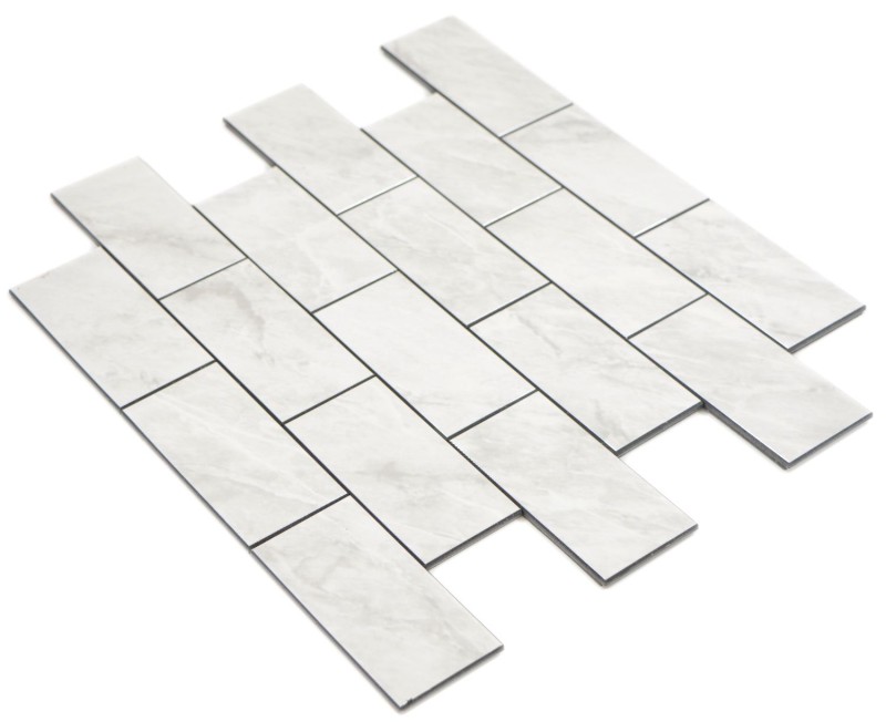 Rectangle AC aspect pierre Carrare Subway Level glossy Carreau de mosaïque murale Miroir de carrelage cuisine salle de bain MOS200-CLG_f