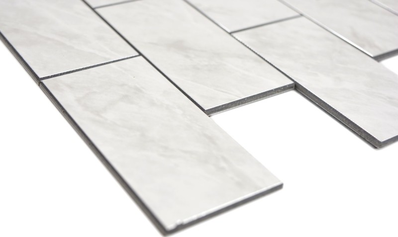 Rectangle AC aspect pierre Carrare Subway Level glossy Carreau de mosaïque murale Miroir de carrelage cuisine salle de bain MOS200-CLG_f