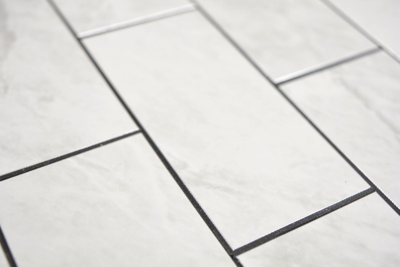 Rectangle AC aspect pierre Carrare Subway Level glossy Carreau de mosaïque murale Miroir de carrelage cuisine salle de bain MOS200-CLG_f