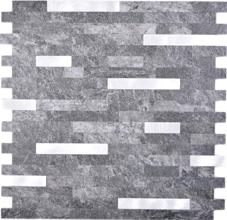 Vinyle composite aspect pierre Black Quartz/Silver Carreau mosaïque mural Cuisine Salle de bain MOS200-22BS_f
