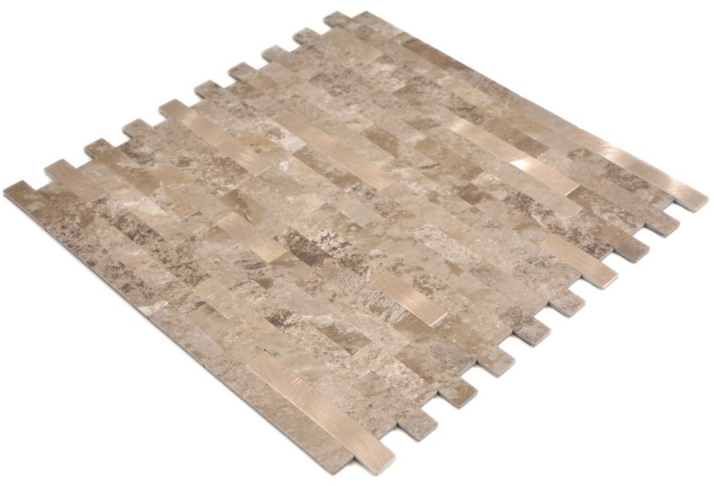Vinyle composite aspect pierre Limestone brown/or Mosaïque murale Carrelage cuisine salle de bain MOS200-LBG_f