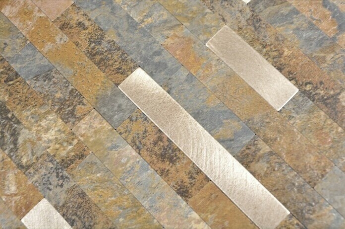 Vinyle composite aspect pierre Multi Slate/Gold Carreau mosaïque mural Cuisine Salle de bains MOS200-MSG_f
