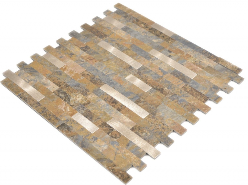 Vinyle composite aspect pierre Multi Slate/Gold Carreau mosaïque mural Cuisine Salle de bains MOS200-MSG_f