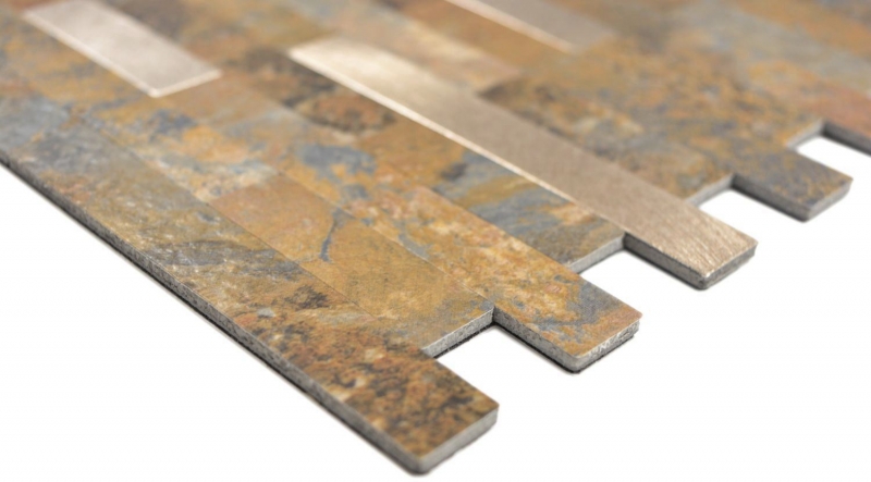 Vinyle composite aspect pierre Multi Slate/Gold Carreau mosaïque mural Cuisine Salle de bains MOS200-MSG_f