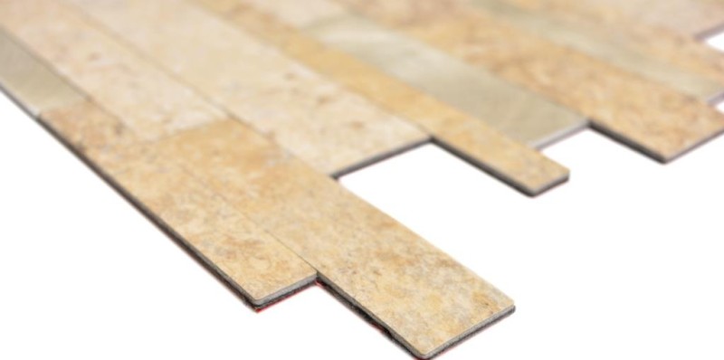 Vinyle composite aspect pierre Limestone brown/or Mosaïque murale Carrelage cuisine salle de bain MOS200-36LBG_f