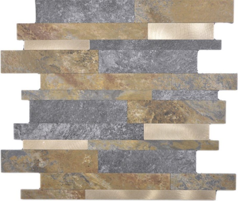 Vinyle composite aspect pierre Multi Slate/Gold Carreau mosaïque mural Cuisine Salle de bain MOS200-8MSG_f