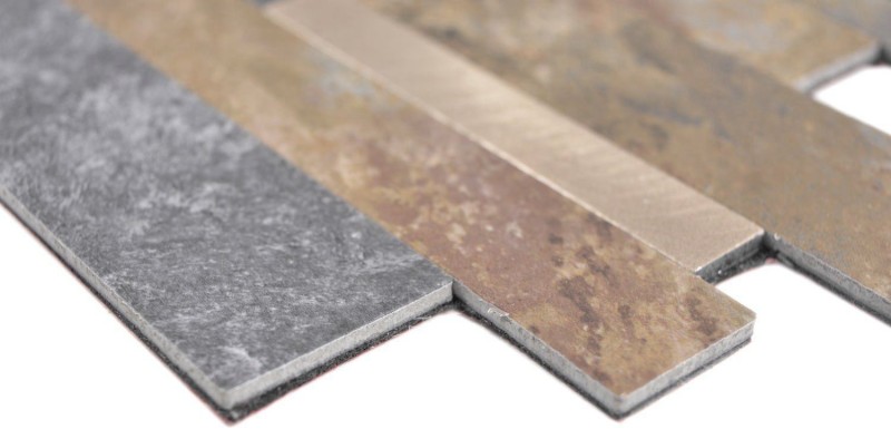 Vinyle composite aspect pierre Multi Slate/Gold Carreau mosaïque mural Cuisine Salle de bain MOS200-8MSG_f