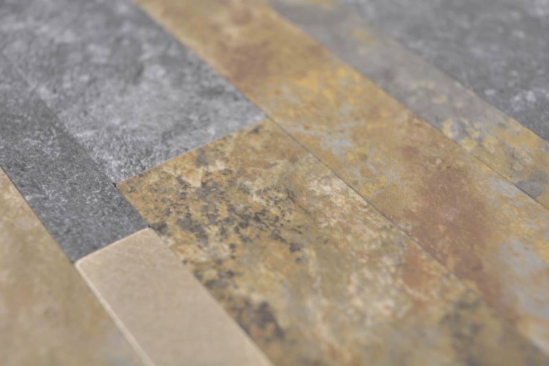 Vinyle composite aspect pierre Multi Slate/Gold Carreau mosaïque mural Cuisine Salle de bain MOS200-8MSG_f