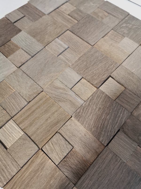 Mosaïque de bois Panneau de bois Parement noisette 3D autocollant mur cuisine carrelage MOS170-22G_f