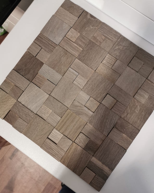 Mosaïque de bois Panneau de bois Parement noisette 3D autocollant mur cuisine carrelage MOS170-22G_f