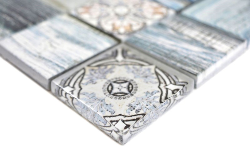 Mosaïque de verre mix bleu clair Carreau de mosaïque murale Miroir de carrelage cuisine aspect bois salle de bain MOS160-w300_f