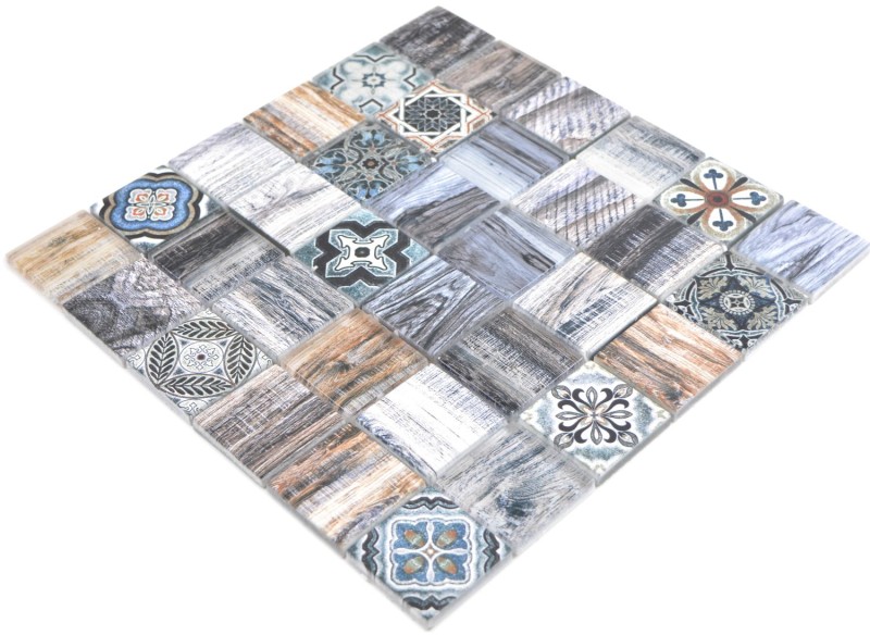 Mosaïque de verre mix bleu Carreau de mosaïque murale Miroir de carrelage cuisine aspect bois salle de bain MOS160-w400_f
