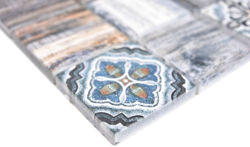 Mosaïque de verre mix bleu Carreau de mosaïque murale Miroir de carrelage cuisine aspect bois salle de bain MOS160-w400_f