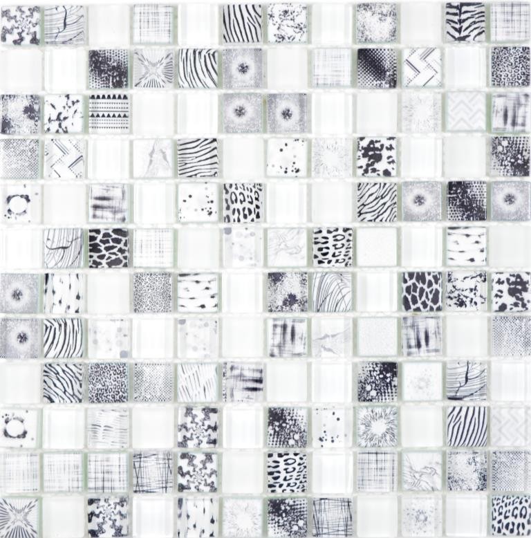 Carré Crystal mix super blanc Carreau de mosaïque murale Carrelage cuisine douche bain MOS74-0203_f