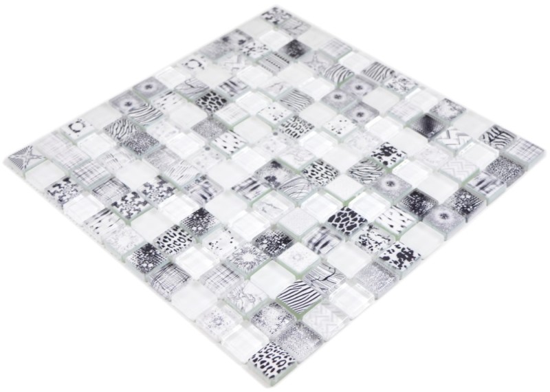 Carré Crystal mix super blanc Carreau de mosaïque murale Carrelage cuisine douche bain MOS74-0203_f