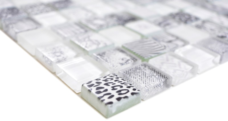Carré Crystal mix super blanc Carreau de mosaïque murale Carrelage cuisine douche bain MOS74-0203_f