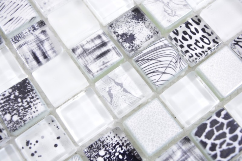 Carré Crystal mix super blanc Carreau de mosaïque murale Carrelage cuisine douche bain MOS74-0203_f