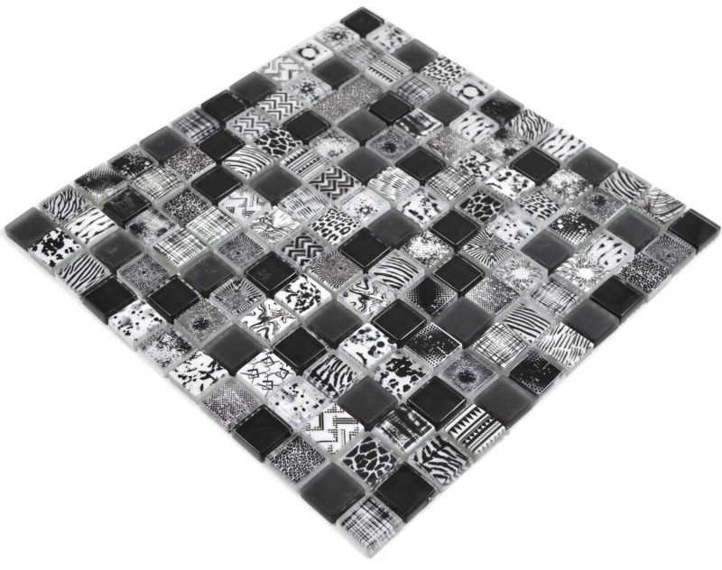 Carré Crystal mix black Carreau de mosaïque murale Carrelage cuisine douche salle de bain MOS74-0322_f