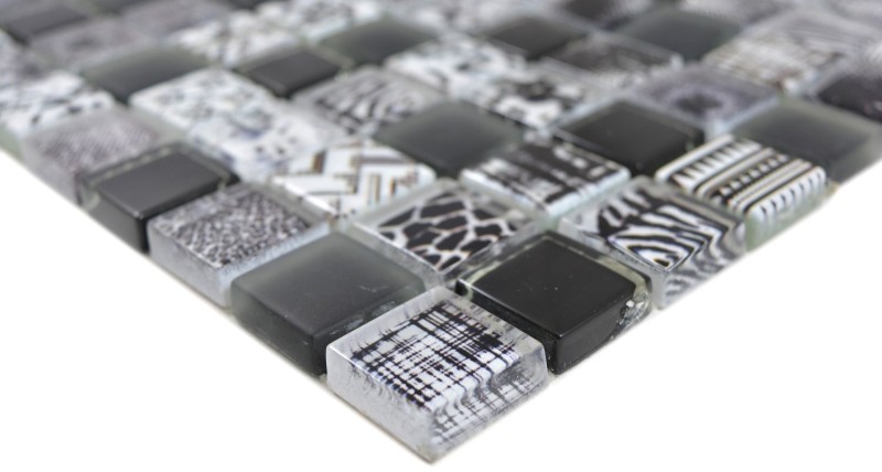 Carré Crystal mix black Carreau de mosaïque murale Carrelage cuisine douche salle de bain MOS74-0322_f