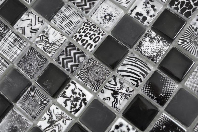 Carré Crystal mix black Carreau de mosaïque murale Carrelage cuisine douche salle de bain MOS74-0322_f