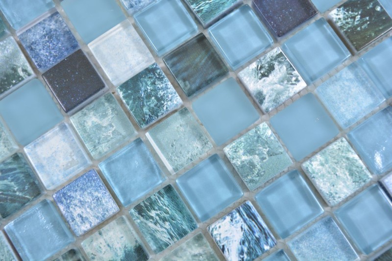 Carré Crystal mix greenblue/ocean Mosaïque murale carrelage cuisine douche bain MOS74-0605_f