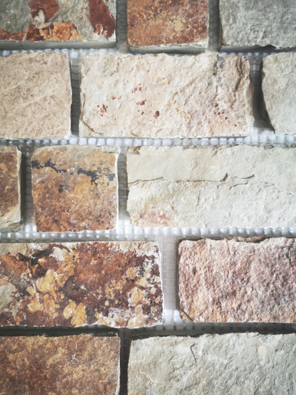 Ardoise Mosaïque Pierre naturelle Brick brun rouille Miroir Mosaïque Tapis Mosaïque Plaque anti-éclaboussures - MOS34-1204