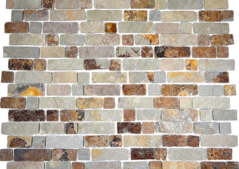 Ardoise Mosaïque Pierre naturelle Brick brun rouille Miroir Mosaïque Tapis Mosaïque Plaque anti-éclaboussures - MOS34-1204