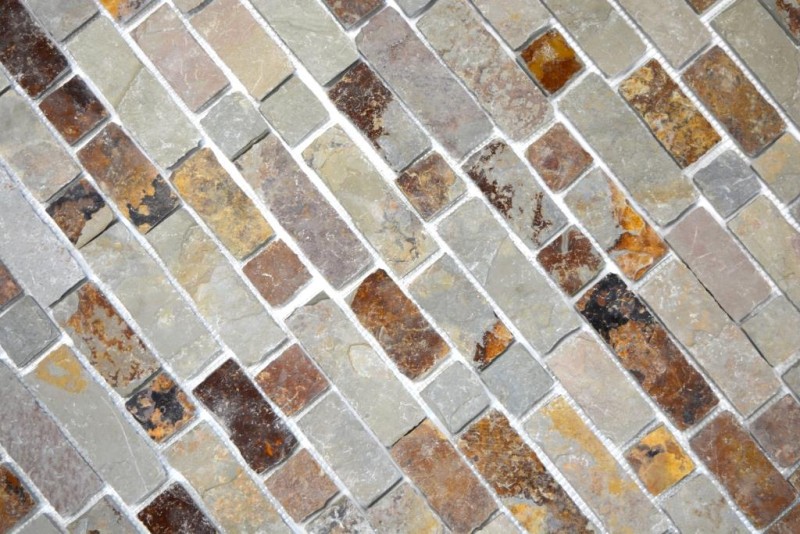 Ardoise Mosaïque Pierre naturelle Brick brun rouille Miroir Mosaïque Tapis Mosaïque Plaque anti-éclaboussures - MOS34-1204