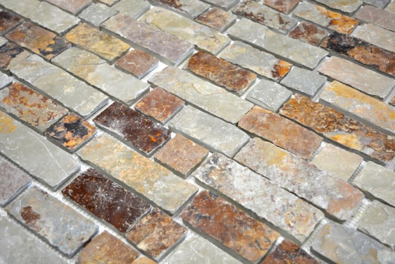 Ardoise Mosaïque Pierre naturelle Brick brun rouille Miroir Mosaïque Tapis Mosaïque Plaque anti-éclaboussures - MOS34-1204