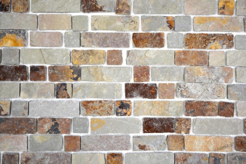 Ardoise Mosaïque Pierre naturelle Brick brun rouille Miroir Mosaïque Tapis Mosaïque Plaque anti-éclaboussures - MOS34-1204
