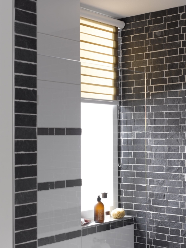 Ardoise Carreau de mosaïque Pierre naturelle Brick anthracite Black Jack Tapis de mosaïque Plaque de mosaïque Protection contre les éclaboussures Cuisine - MOS34-0208