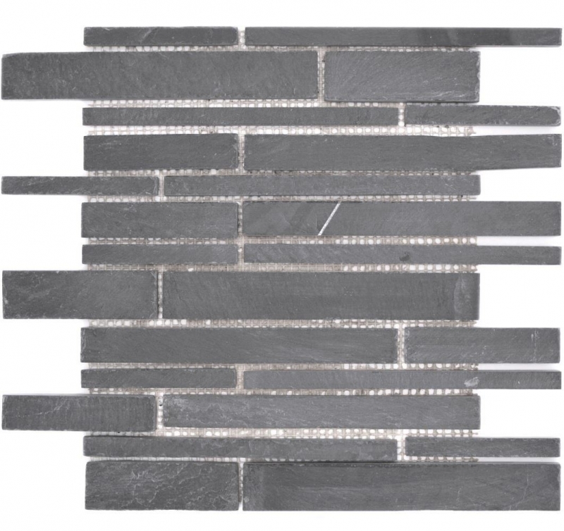 Ardoise Carreau de mosaïque Pierre naturelle Brick anthracite noir Tapis de mosaïque Protection contre les éclaboussures Brique de parement mural - MOS34-0206