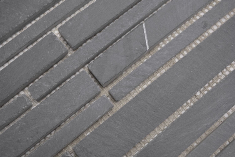 Ardoise Carreau de mosaïque Pierre naturelle Brick anthracite noir Tapis de mosaïque Protection contre les éclaboussures Brique de parement mural - MOS34-0206