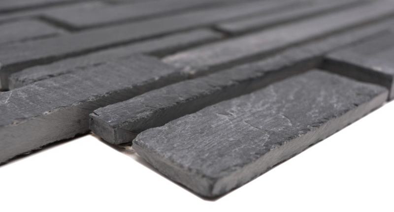 Ardoise Carreau de mosaïque Pierre naturelle Brick anthracite noir Tapis de mosaïque Protection contre les éclaboussures Brique de parement mural - MOS34-0206